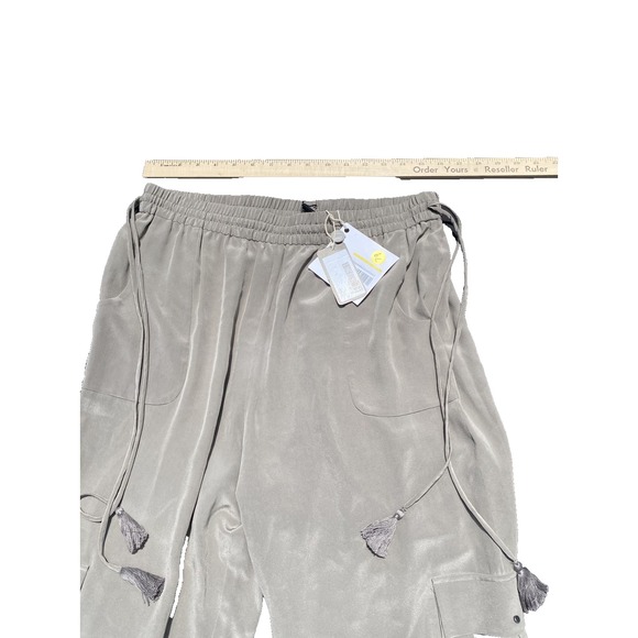 Elie Tahari Women's‎ Gray Casual Cargo Pants Size L NWT Drawstring Waist - Picture 2 of 4